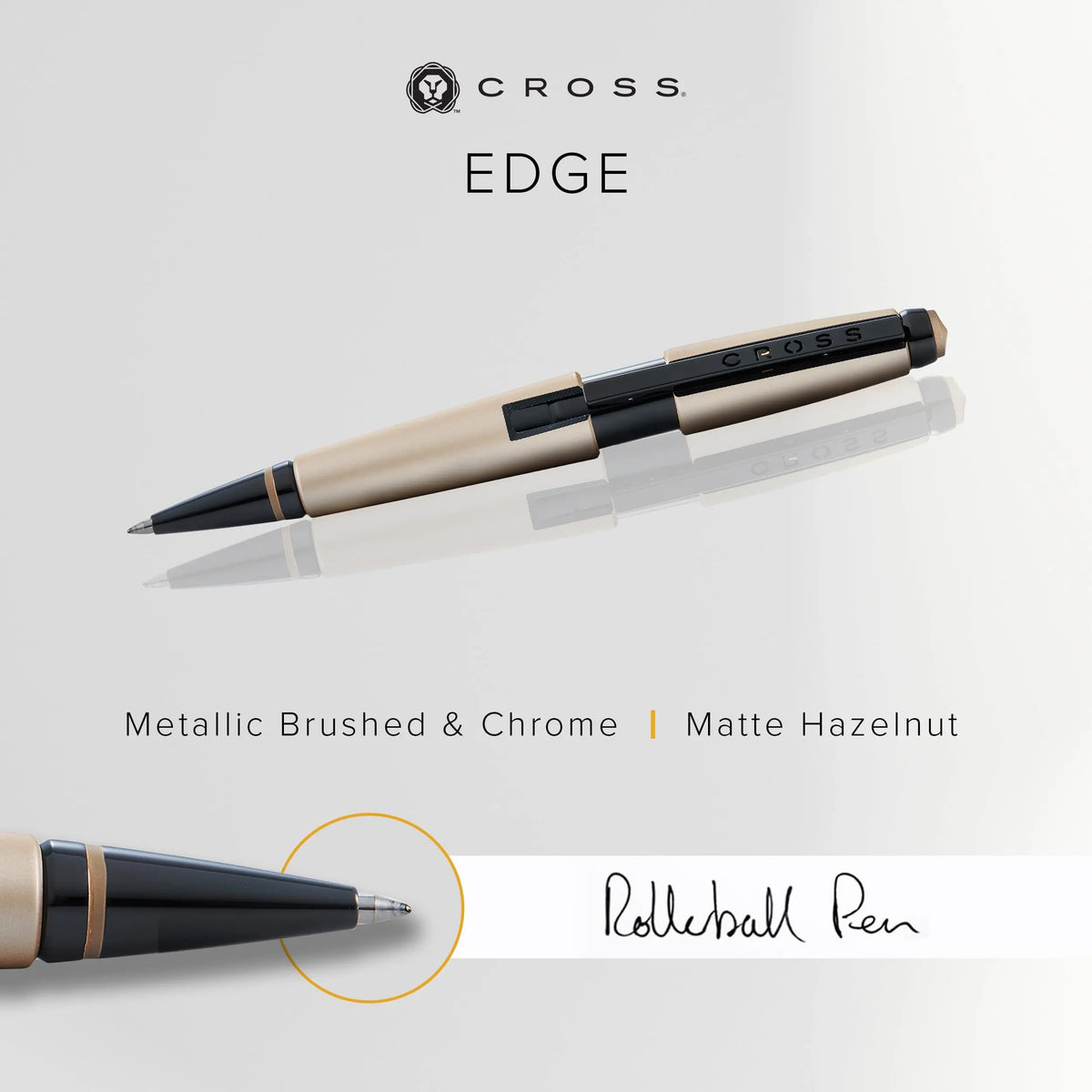 Cross Edge Lacquer Gel Rollerball Pen, Black Ink - Elegant Accessory for Effortless Writing - Capless Slide-Open & Snap-Shut Design - Ergonomic Shape - Comfortable Grip - Ideal Gift cross