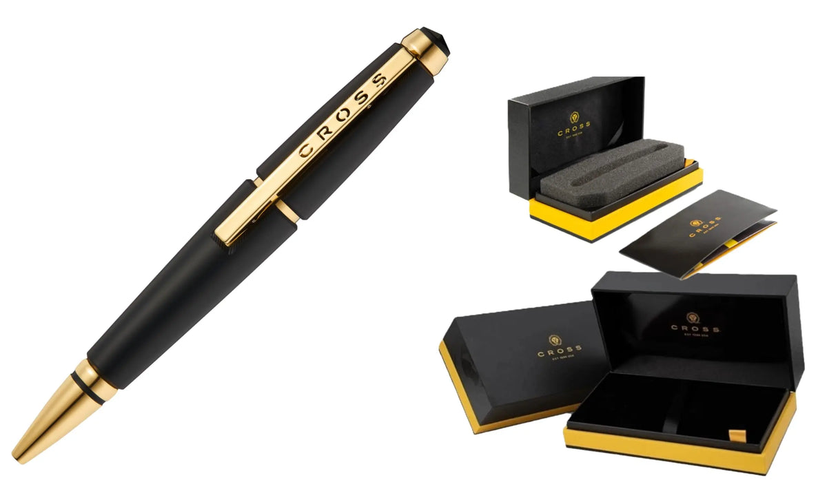 Cross Edge Matte Black Lacquer Selectip Rollerball Pen, Gold PVD Appointments, Capless Slide-Open & Snap-Shut Design,Black Ink - Elegant Accessory for Smooth Writing - Comfortable Grip cross
