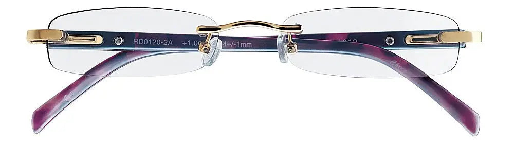 Cross Elite Georgina 1.50 Diopter Purple Tortoise and Silver Rimless Reading Glasses (1.50 Strength) cross