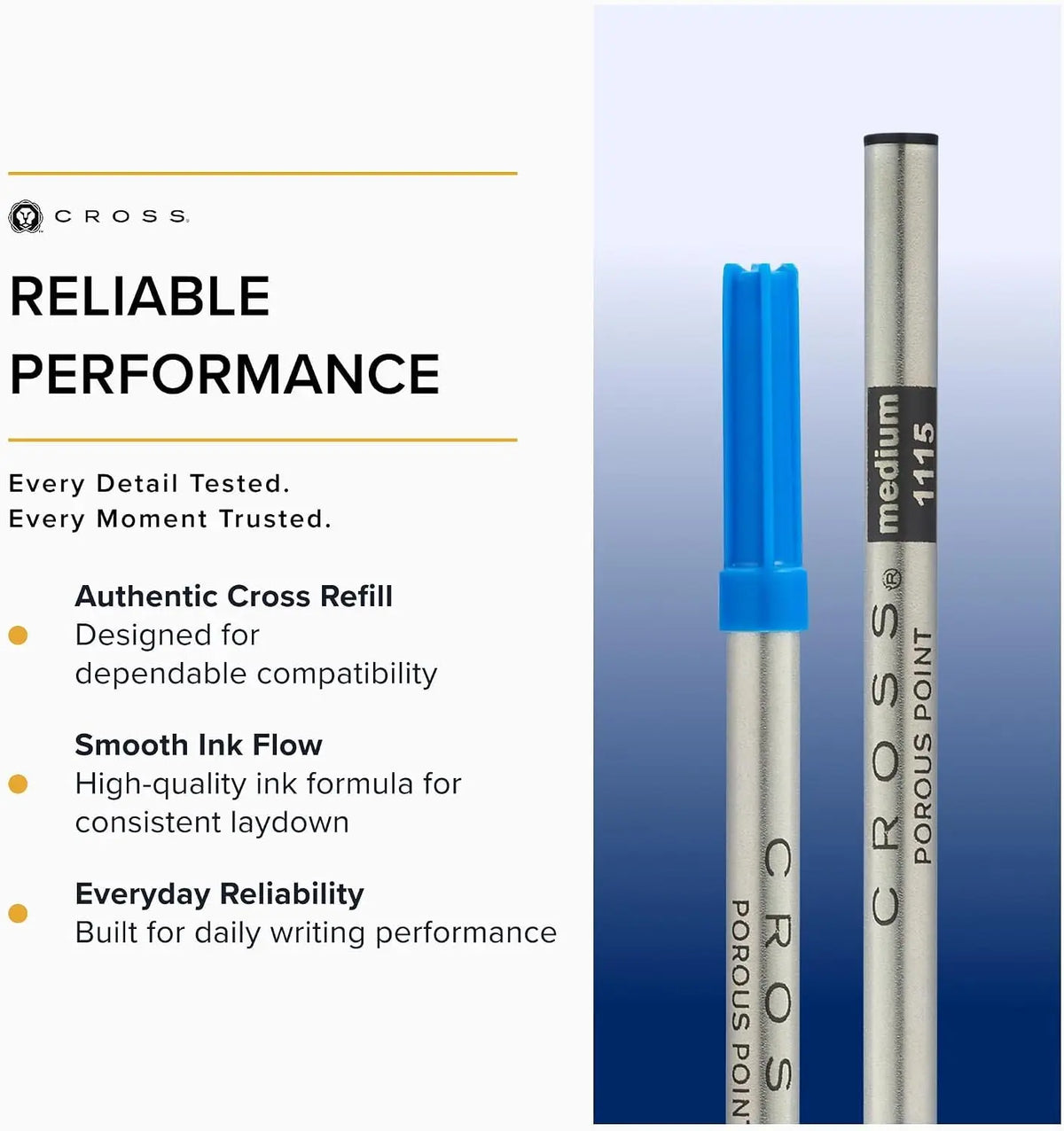 Cross Felt-tip Porous Refills for Selectip Rollerball Pen, No Muss Refill Cross