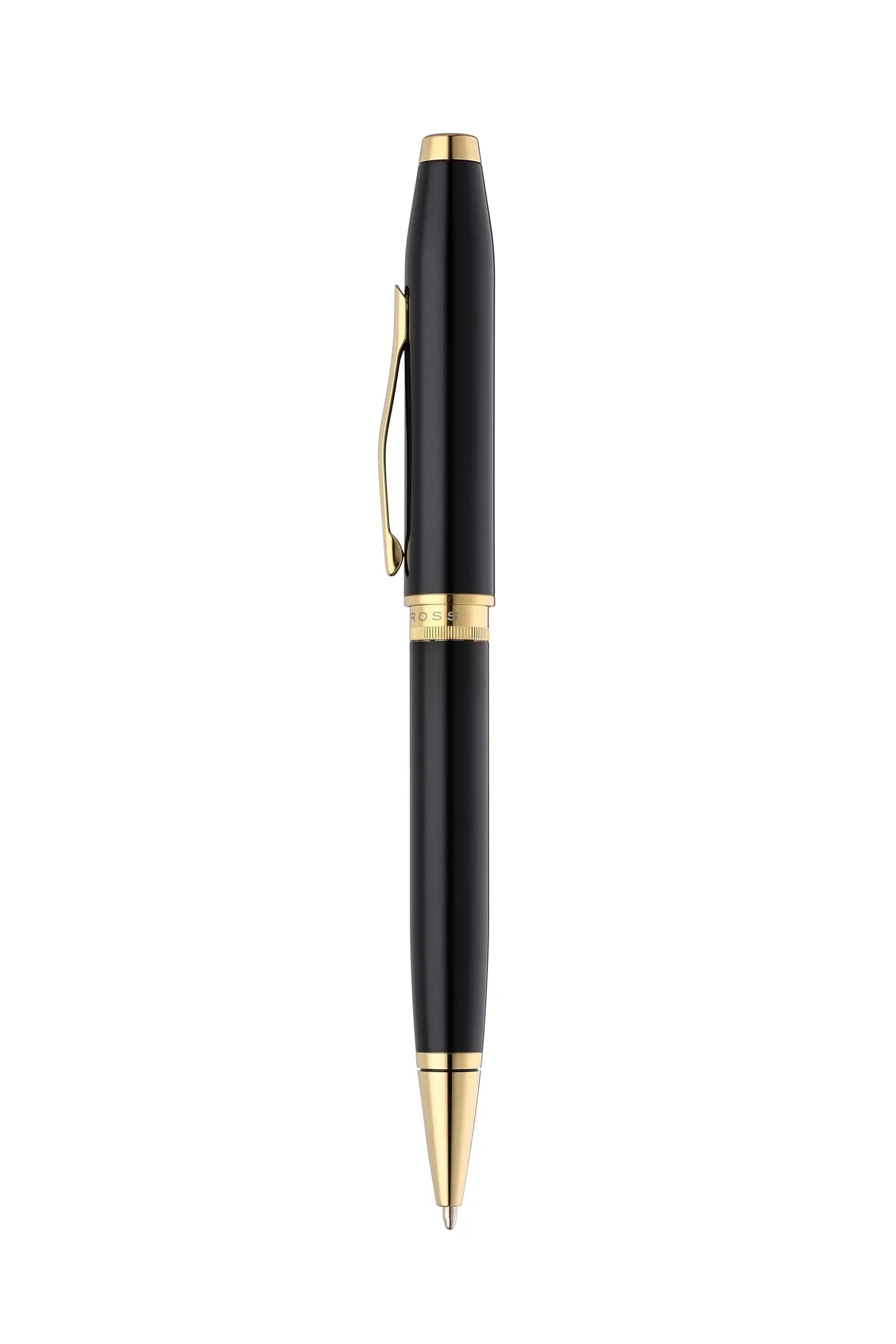 Cross Foundry Matte Black Lacquer with Signature double center ring Ballponit Pen with PVD Gold Appointments in Premium Luxury Gift Box Cross