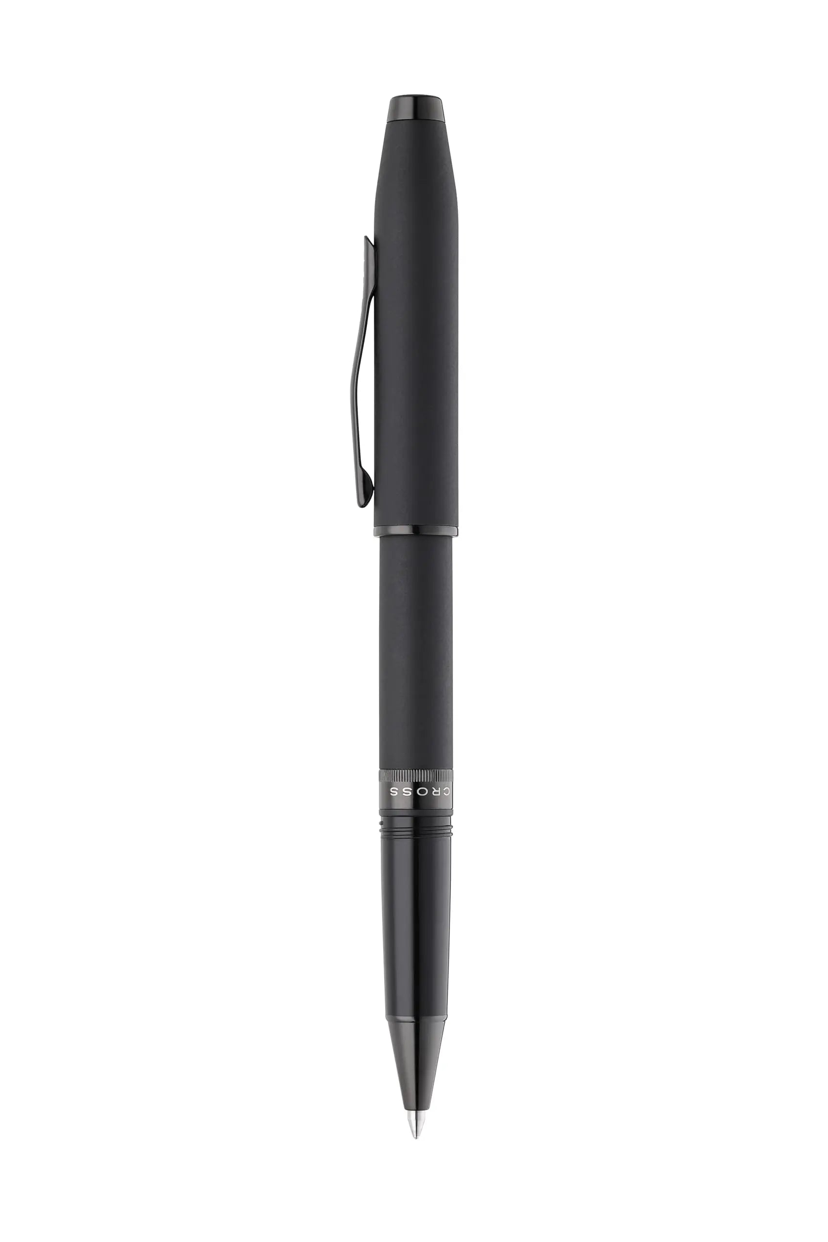 Cross Foundry Matte Black Lacquer with Signature double center ring Selectip Rollerball Pen with PVD Black Appointments in Premium Luxury Gift Box Cross