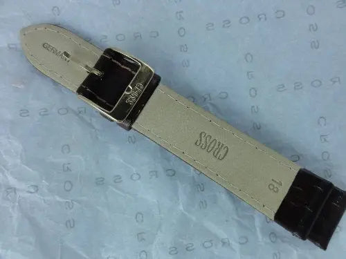 Cross Full Grain Antiallergic Brown Leather Wristwatch Band, 18MM SUNATORIA