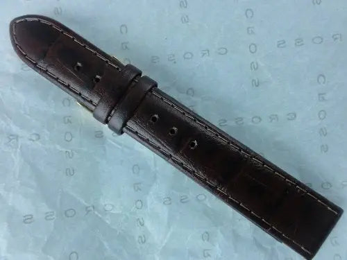 Cross Full Grain Antiallergic Brown Leather Wristwatch Band, 18MM SUNATORIA