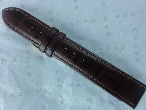 Cross Full Grain Antiallergic Brown Leather Wristwatch Band, 18MM SUNATORIA