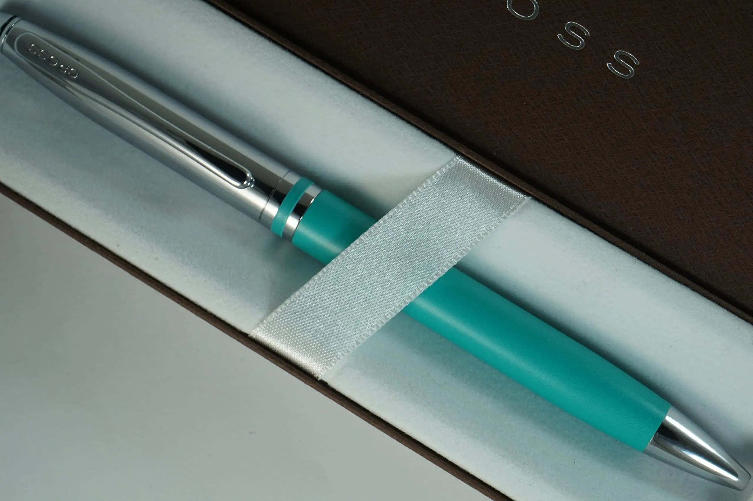 Cross Limited Collection Classic Avitar Matte Teal Barrel with Polished Chrome Appointments, and Matching Signature Mid Ring, Medium Point Luxury Gift Pen Cross