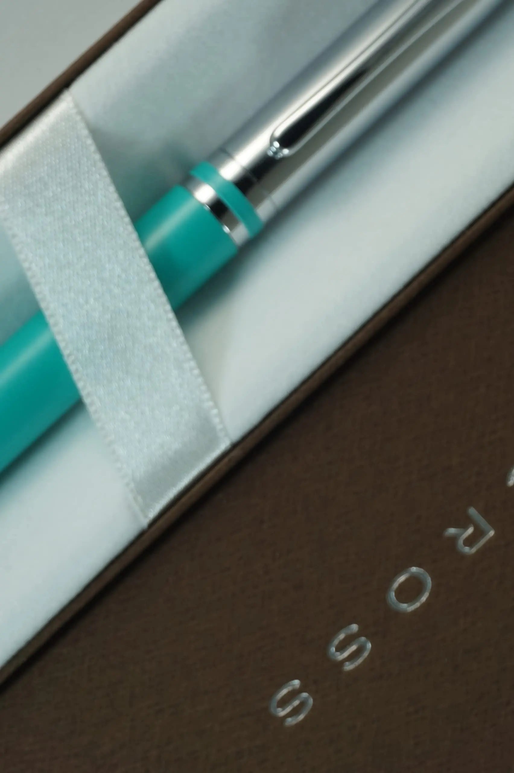 Cross Limited Collection Classic Avitar Matte Teal Barrel with Polished Chrome Appointments, and Matching Signature Mid Ring, Medium Point Luxury Gift Pen Cross