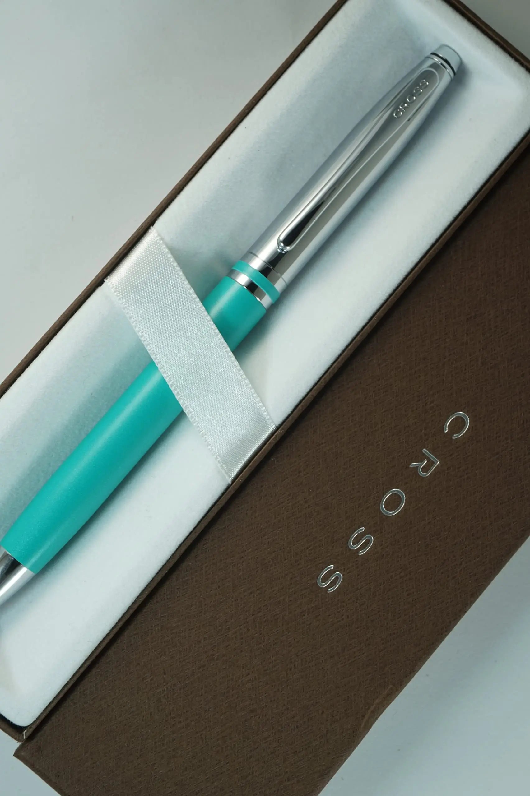 Cross Limited Collection Classic Avitar Matte Teal Barrel with Polished Chrome Appointments, and Matching Signature Mid Ring, Medium Point Luxury Gift Pen Cross