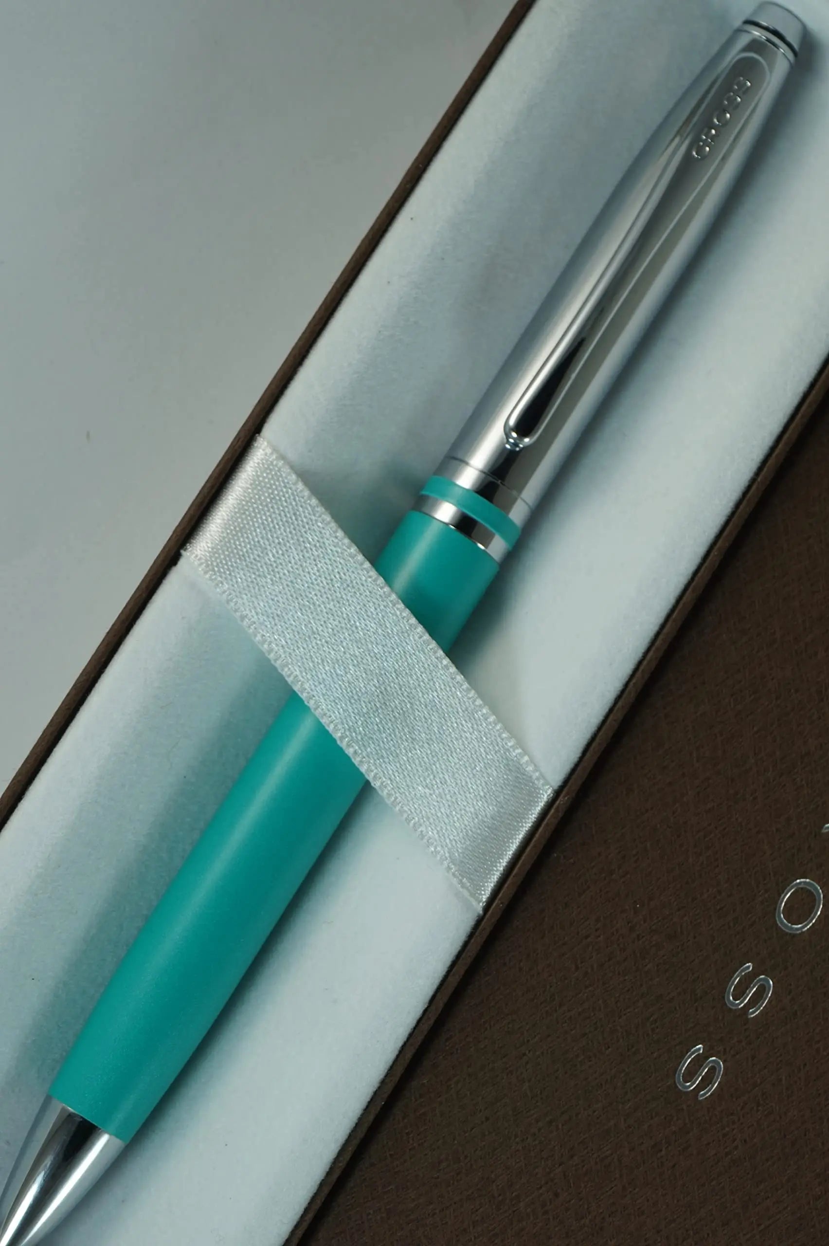 Cross Limited Collection Classic Avitar Matte Teal Barrel with Polished Chrome Appointments, and Matching Signature Mid Ring, Medium Point Luxury Gift Pen Cross