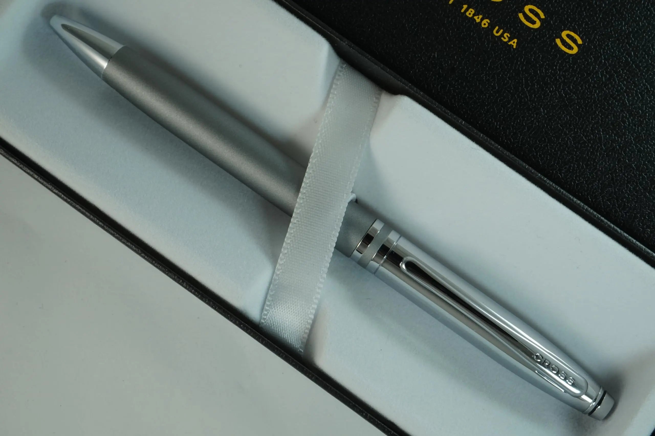 Cross Limited Collection Classic Avitar Titanium Gunmetal gray with Polished Chrome Appointments, and Matching Signature Mid Ring, Medium Point Luxury Gift Pen in gift box - crosspenmall.com
