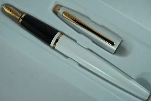 Cross Limited Collection Pearlescent White Lightning Medalist and 23KT Rose Gold Appointments and Cross signature mid Band Calaise Medium nib Fountain Pen with 6 cartridges Cross