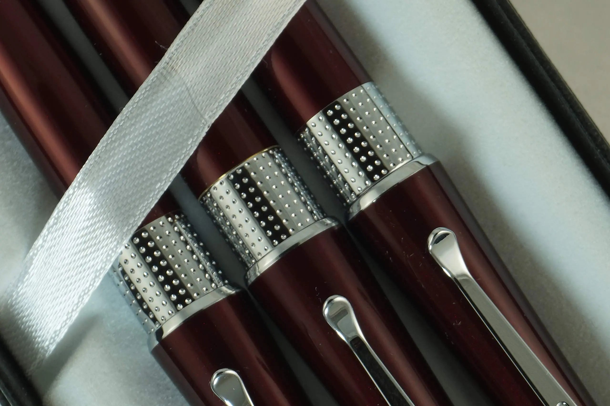 Cross Limited Edition Beverly Red Burgundy Lacquer with Cross Signature Pronounced Center Band Trio of Fountain, Rollerball & Ballpoint Pens Set.A Great Wedding, Birthday, Graduation & Christmas Gift A.T.. CROSS