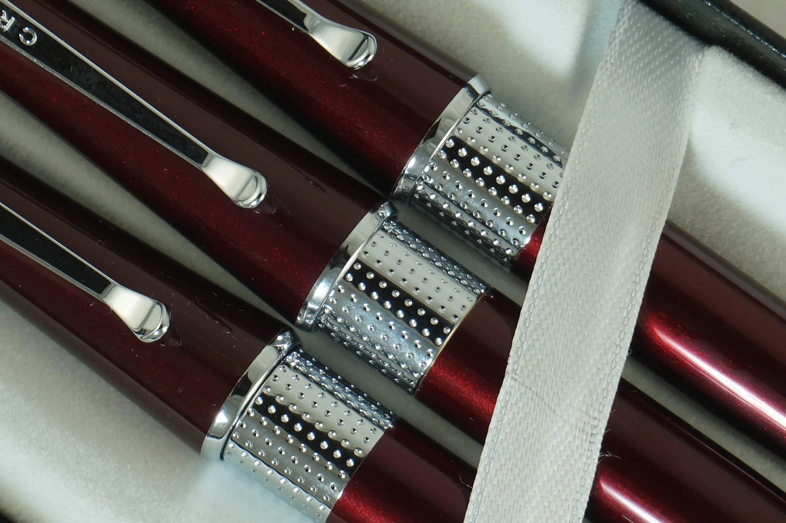 Cross Limited Edition Beverly Red Burgundy Lacquer with Cross Signature Pronounced Center Band Trio of Fountain, Rollerball & Ballpoint Pens Set.A Great Wedding, Birthday, Graduation & Christmas Gift A.T.. CROSS