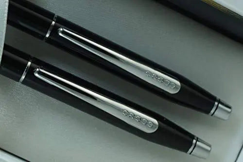 Cross Limited Edition Century Classic Black Lacquer, Polished Appointments with Cross Signature Center Ring Pen and 0.7MM Pencil Set Cross