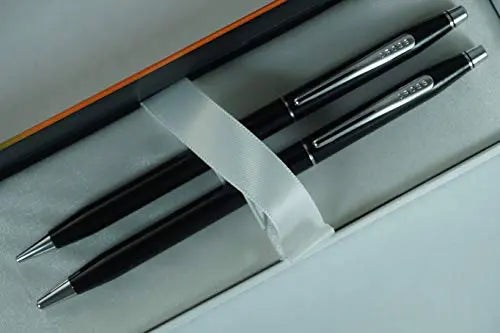 Cross Limited Edition Century Classic Black Lacquer, Polished Appointments with Cross Signature Center Ring Pen and 0.7MM Pencil Set Cross
