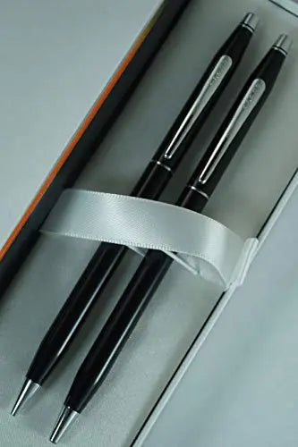 Cross Limited Edition Century Classic Black Lacquer, Polished Appointments with Cross Signature Center Ring Pen and 0.7MM Pencil Set Cross
