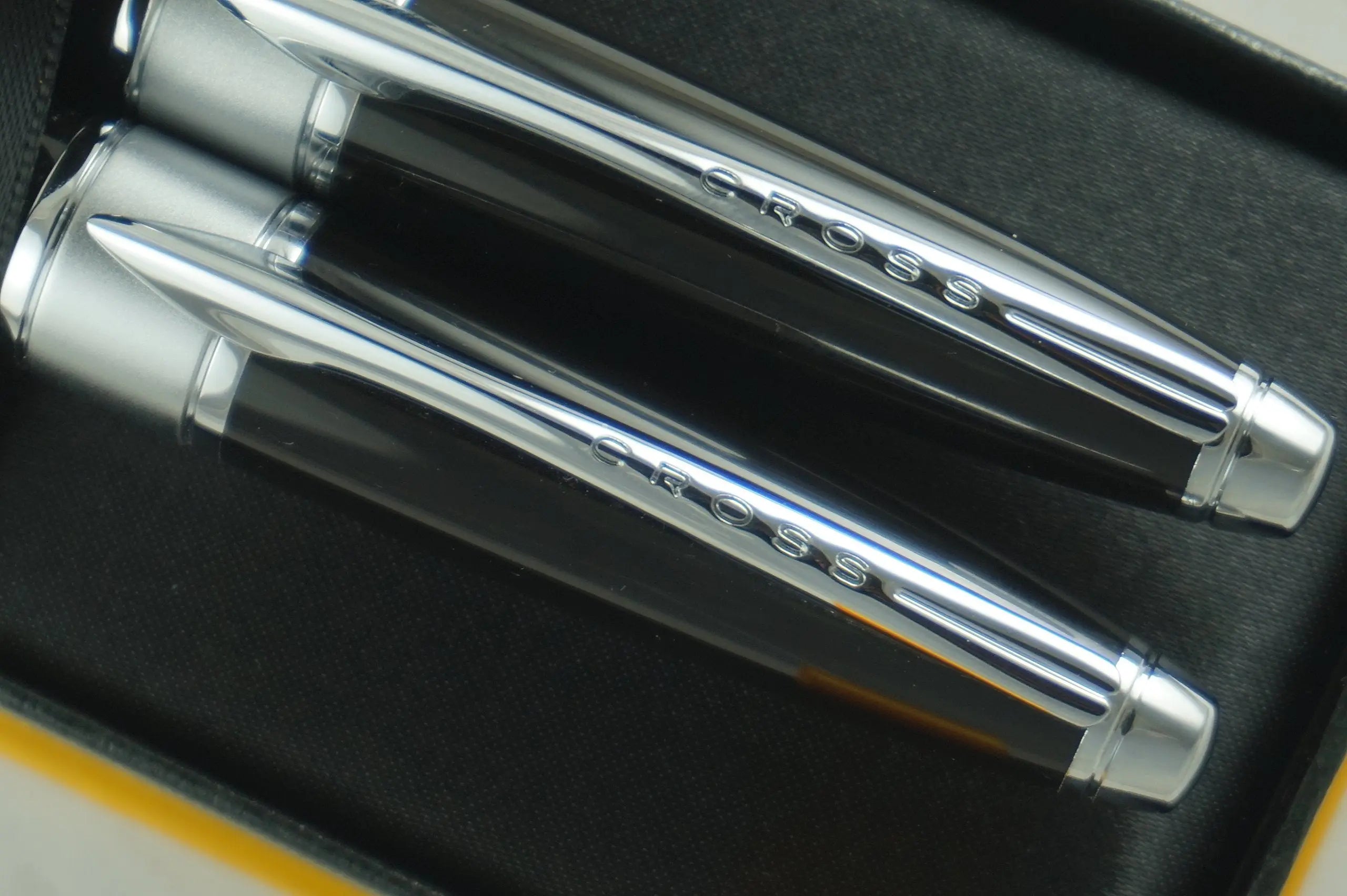 Cross Limited Edition in elegant Art Deco Apogee Executive Diamond Cut Black Barrel Selectip Gel Ink Rollerball pen and Ballpoint Pen set .A great personal and corporate gift - crosspenmall.com