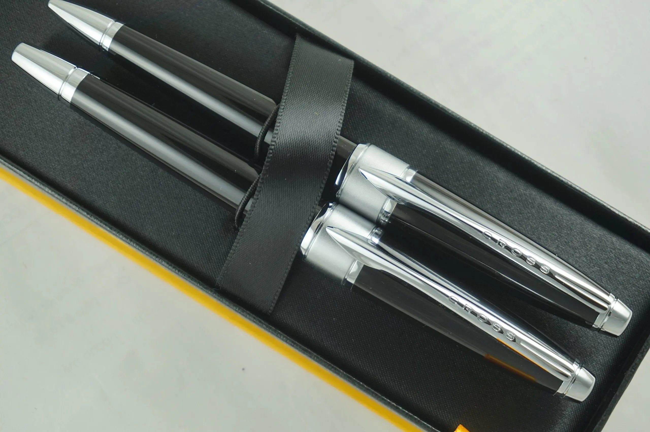 Cross Limited Edition in elegant Art Deco Apogee Executive Diamond Cut Black Barrel Selectip Gel Ink Rollerball pen and Ballpoint Pen set .A great personal and corporate gift - crosspenmall.com