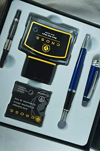 Cross Limited Series Diamond Cut Multi-groove Center Ring Bailey Medium Point Fountain Pen Gift Set with Bottled Ink, Converter and 6 Ink Cartridges - A.T. Cross