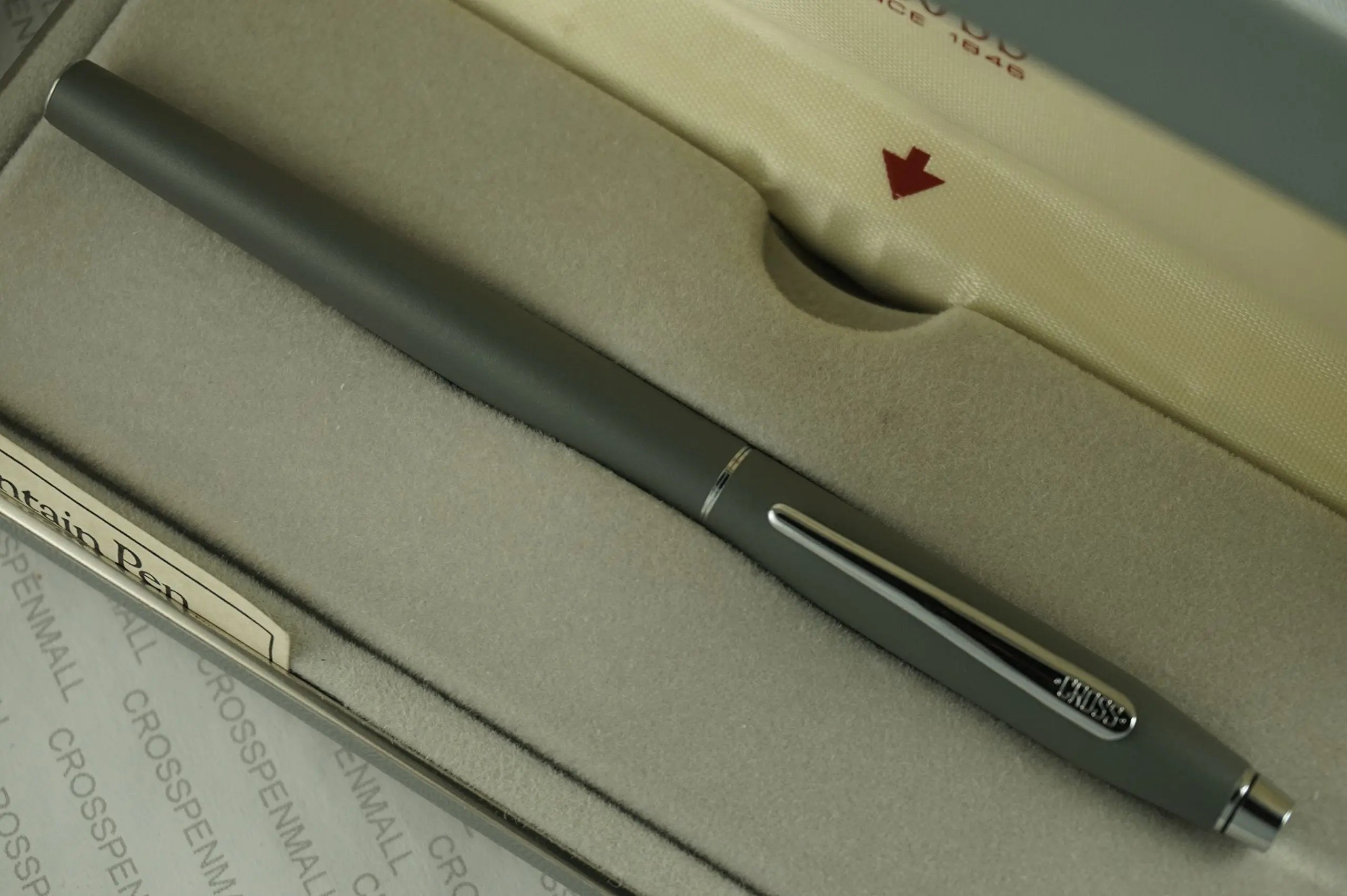 Cross Made in The USA Classic Century Satin Matte Gray and 23k God Medium Nib Fountain Pen crosspenmall.com