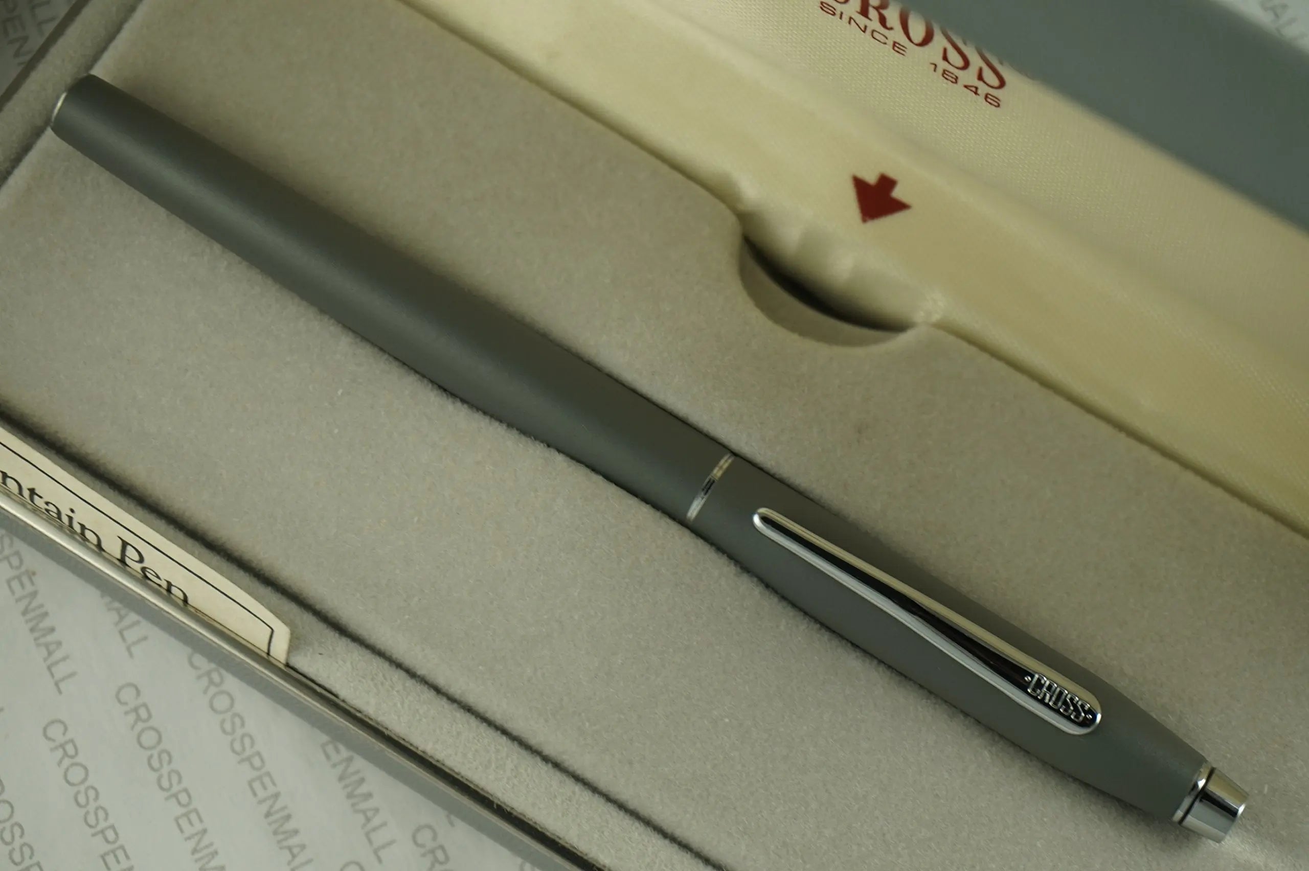 Cross Made in The USA Classic Century Satin Matte Gray and 23k God Medium Nib Fountain Pen crosspenmall.com