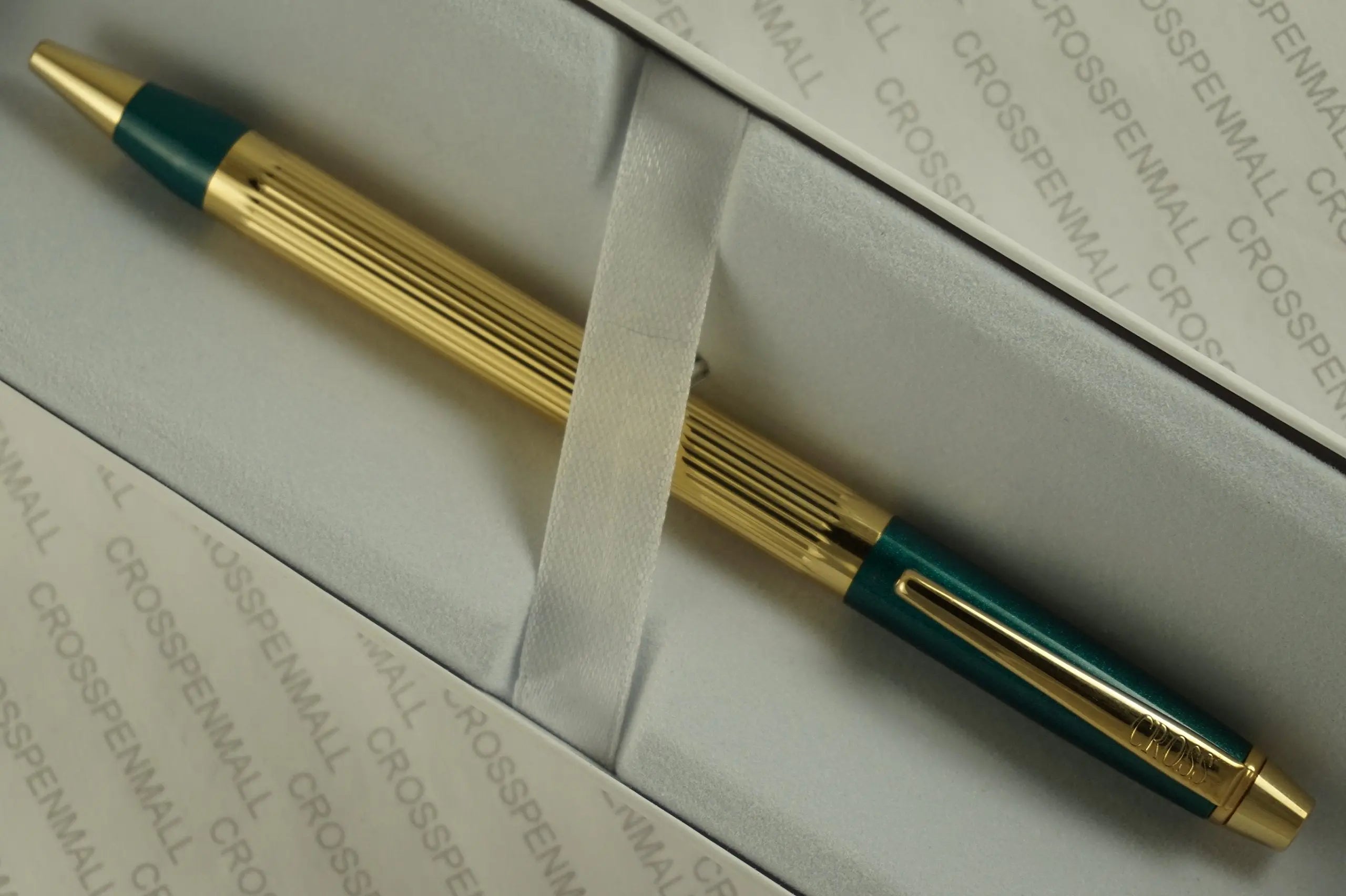 Cross Made in USA Limited Edition Art Deco Metropolis 22KT Gold Barrel and Green Accent Ballpoint Pen crosspenmall.com