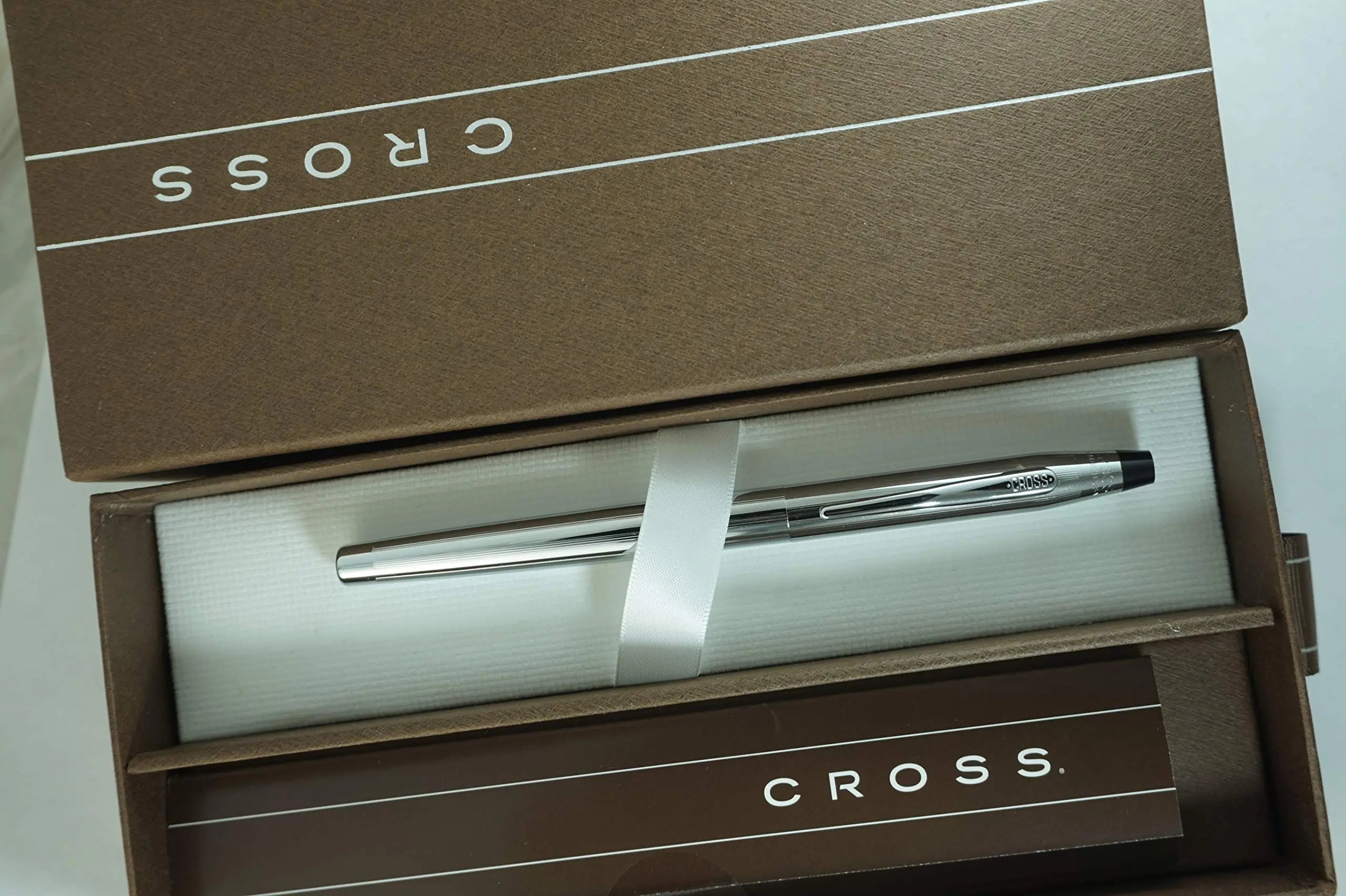 Cross Made in the USA Century Classic with Ribbed Chrome Barrel and Fine nib Fountain Pen Made in Lincoln, RI Cross