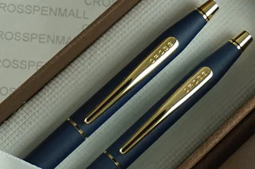 Cross Made in the USA Classic Century Satin Blue Ball-Point Pen and 0.5MM Pencil with 23 Karat Gold Appointments My Store