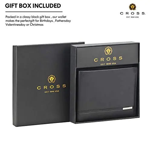 Cross Mens Leather Bifold Wallet with Removable Credit Card Case (Black) Cross