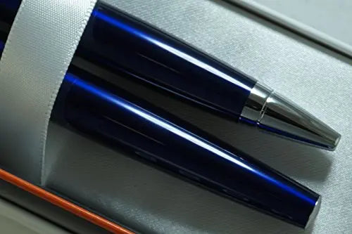 Cross Midnight Blue, polished Appointments and Cross signature mid Band Calaise Selectip Black Gel Ink Rollerball pen and Ballpoint Pen set. - crosspenmall.com