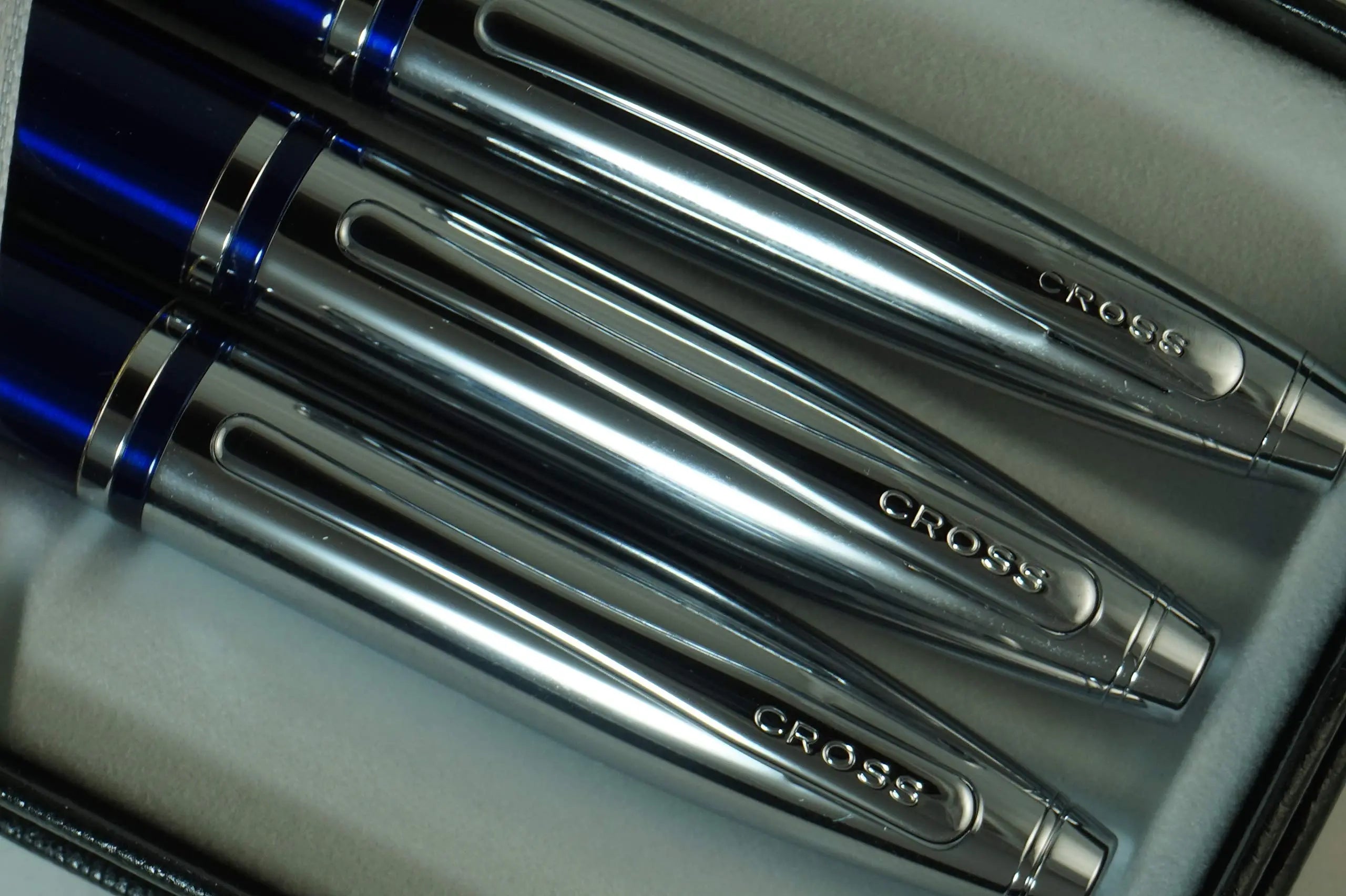 Cross Midnight Blue, polished Appointments signature mid Band Trio of Calaise Selectip Black Gel Ink Rollerball pen,Ballpoint Pen and Pencil set. A Great Quality Gift Pen for Anyone. - crosspenmall.com