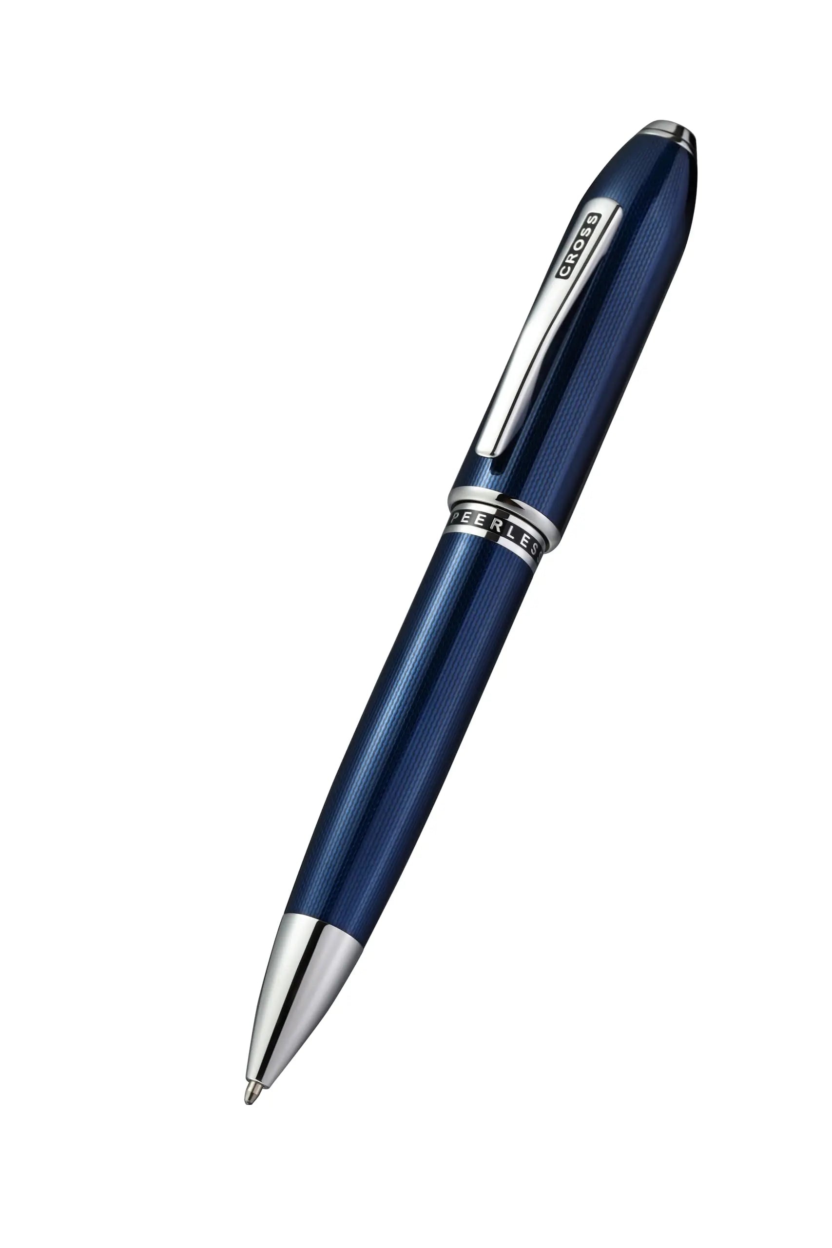 Cross Peerless 125 Ballpoint pen, Translucent Cobalt Blue, incise engraved diamond pattern, Swarovski™ Crystal, Engravable panel, Luxury Gift Box. Cross