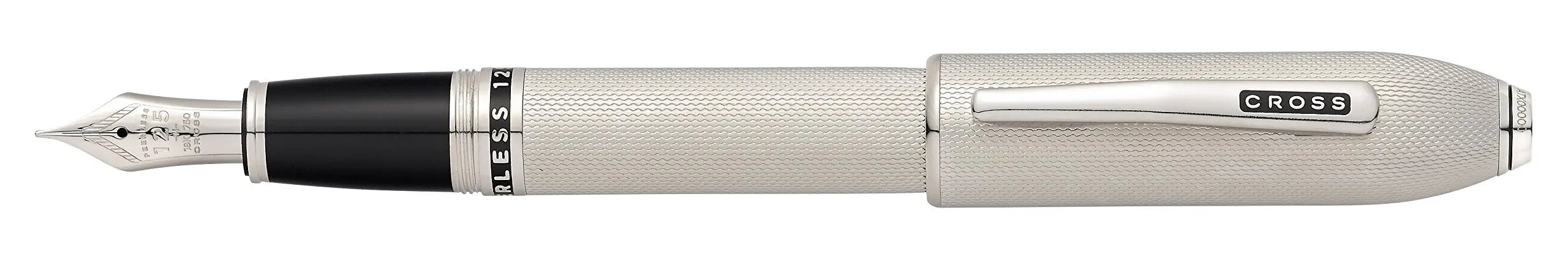 Cross Peerless 125 Platinum Plate Fountain Pen with Fine Rhodium Plated Solid 18KT Gold Nib Cross