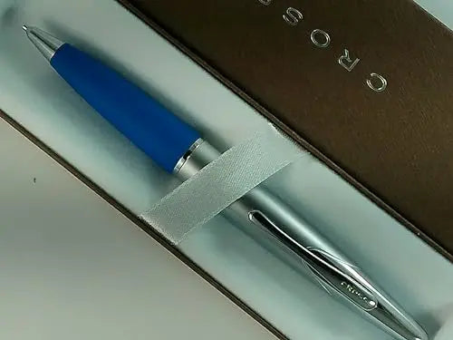 Cross Polished Satin Chrome Barrel and Vapor Blue Comfort Grip Writer's 0.7MM Pencil Cross