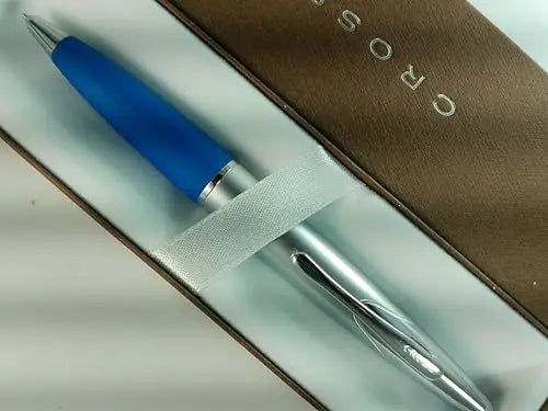 Cross Polished Satin Chrome Barrel and Vapor Blue Comfort Grip Writer's 0.7MM Pencil Cross
