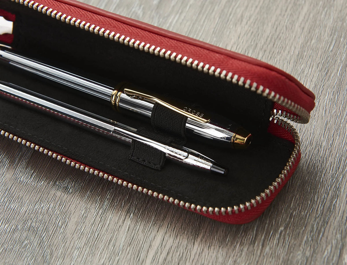Cross Red Leather Double Pen Pouch cross