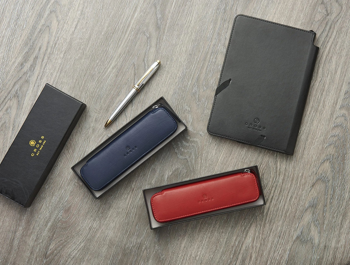 Cross Red Leather Double Pen Pouch cross