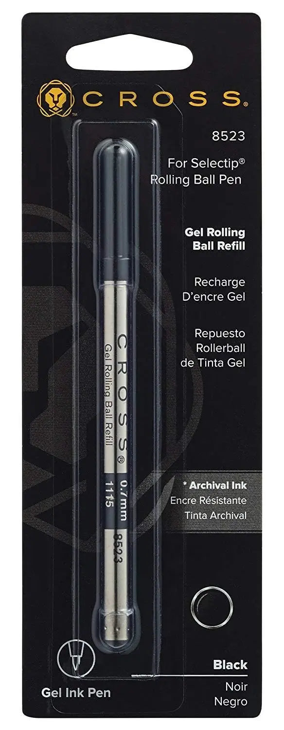 Cross Refill for Selectip Gel Roller Ball Pen, Black, 1 per Card (8523) (Thrее Рack, Black) crosspenmall.com
