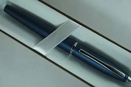 Cross Satin Blue with Cross signature mid Band Calaise Selectip Rollerball Pen. - crosspenmall.com