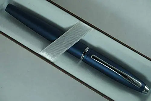 Cross Satin Blue with Cross signature mid Band Calaise Selectip Rollerball Pen. - crosspenmall.com