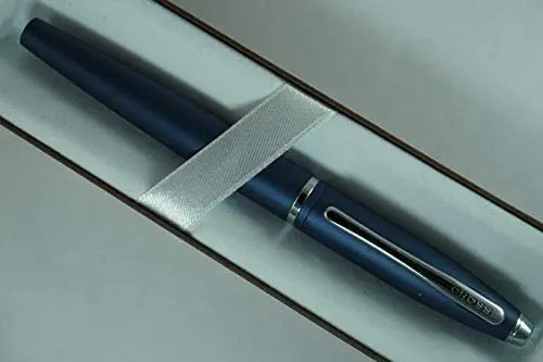 Cross Satin Blue with Cross signature mid Band Calaise Selectip Rollerball Pen. - crosspenmall.com