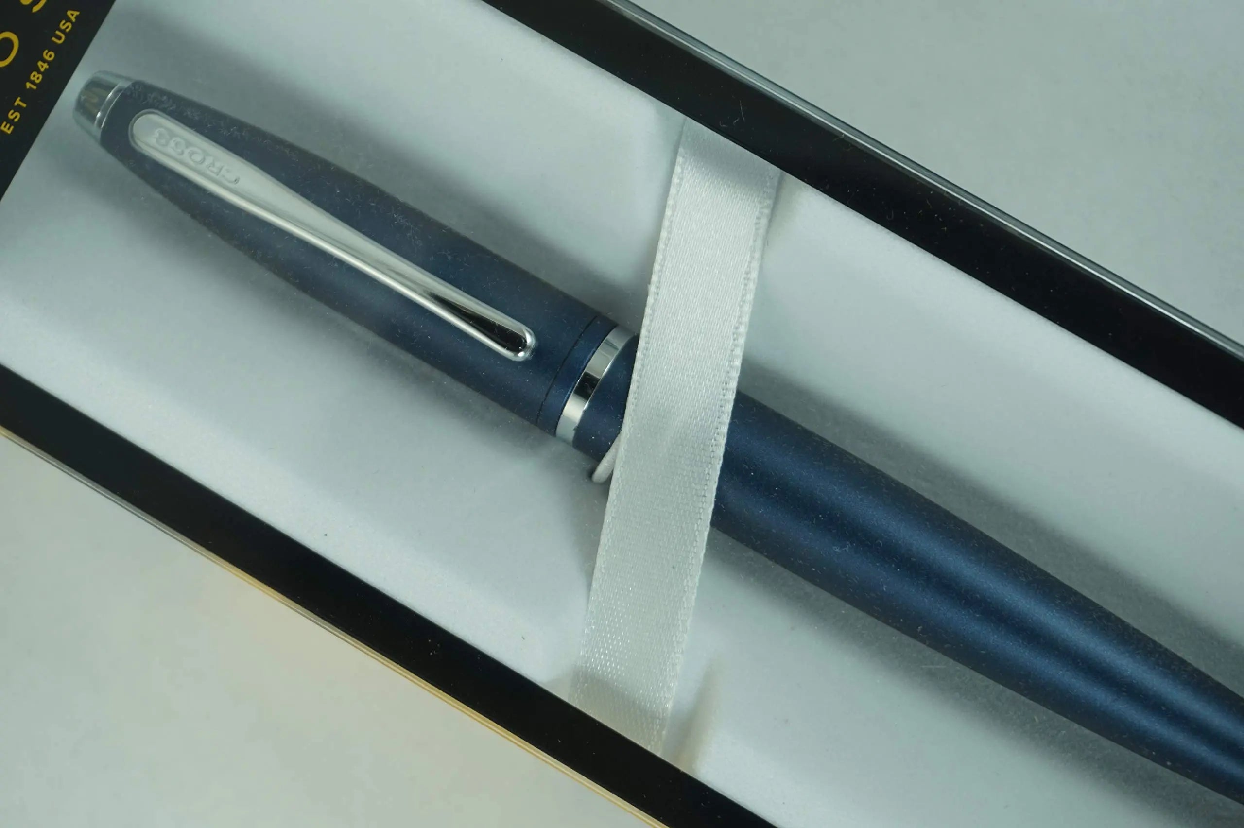 Cross Satin Midnight Blue signature mid Band Calaise Selectip Rollerball Pen. Cross