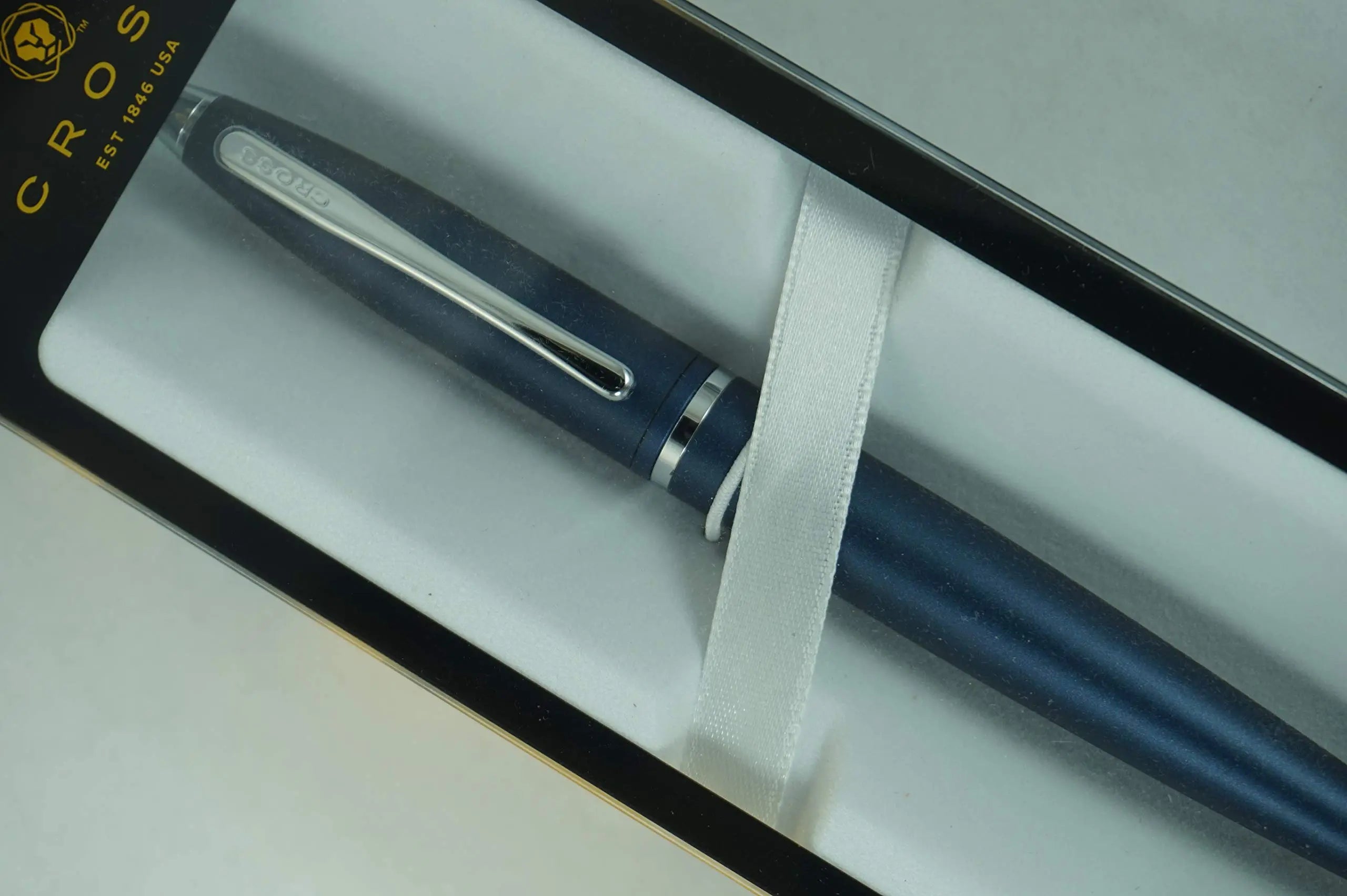 Cross Satin Midnight Blue signature mid Band Calaise Selectip Rollerball Pen. Cross