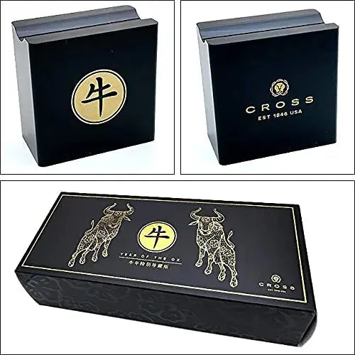 Cross Sauvage 2021 Year of the Ox Special-Edition, Hand-polished Translucent Plum lacquer finish with deep-etched ox engraving With 23KT Gold Plated Inlays and Appointments Selectip Rollerball Pen AT CROSS