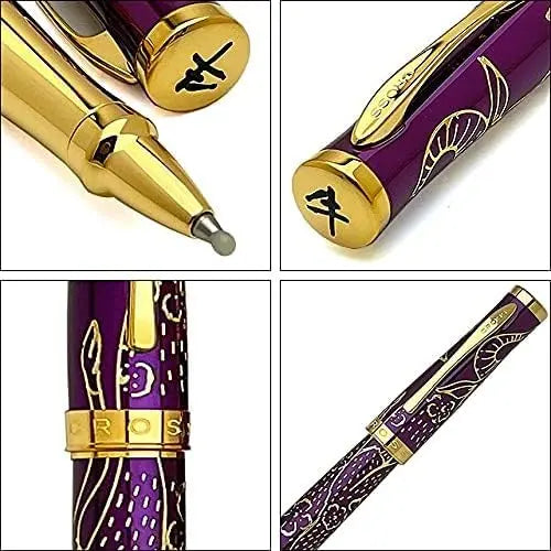 Cross Sauvage 2021 Year of the Ox Special-Edition, Hand-polished Translucent Plum lacquer finish with deep-etched ox engraving, 23KT Gold Inlays and Appointments,Rollerball Pen -Medium Point Cross