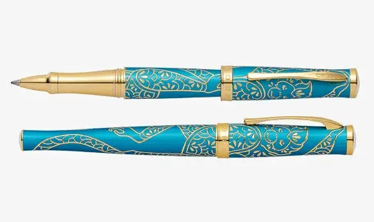 Cross Sauvage Year of The Monkey Tibetan Teal with 23KT Gold Inlays Theme and Appointments with Gel Ink Rollerball Pen (AT0315-22) - crosspenmall.com