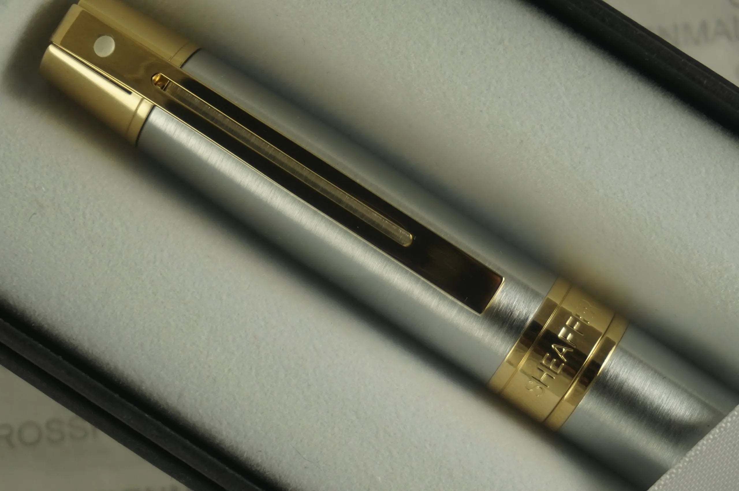 Cross Sheaffer 300 Brushed and polished Barrel with Gold Appointments Spring loaded and fluid clip Medium Point Rollerball Pen A great gift for any occasion. - crosspenmall.com