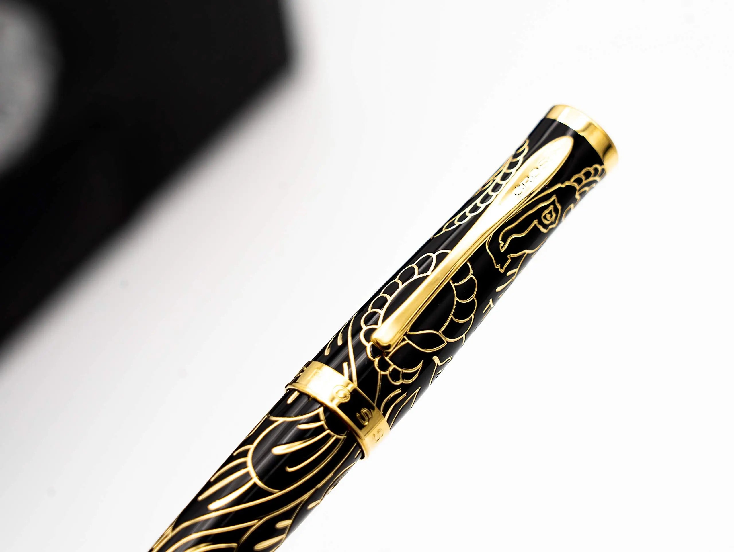 Cross Special Edition Hand made Year of the Goat - Black Lacquer and polished 23KT gold overlays and appointments Ballpoint Pen in its Original big Corporate Leather gift box - crosspenmall.com