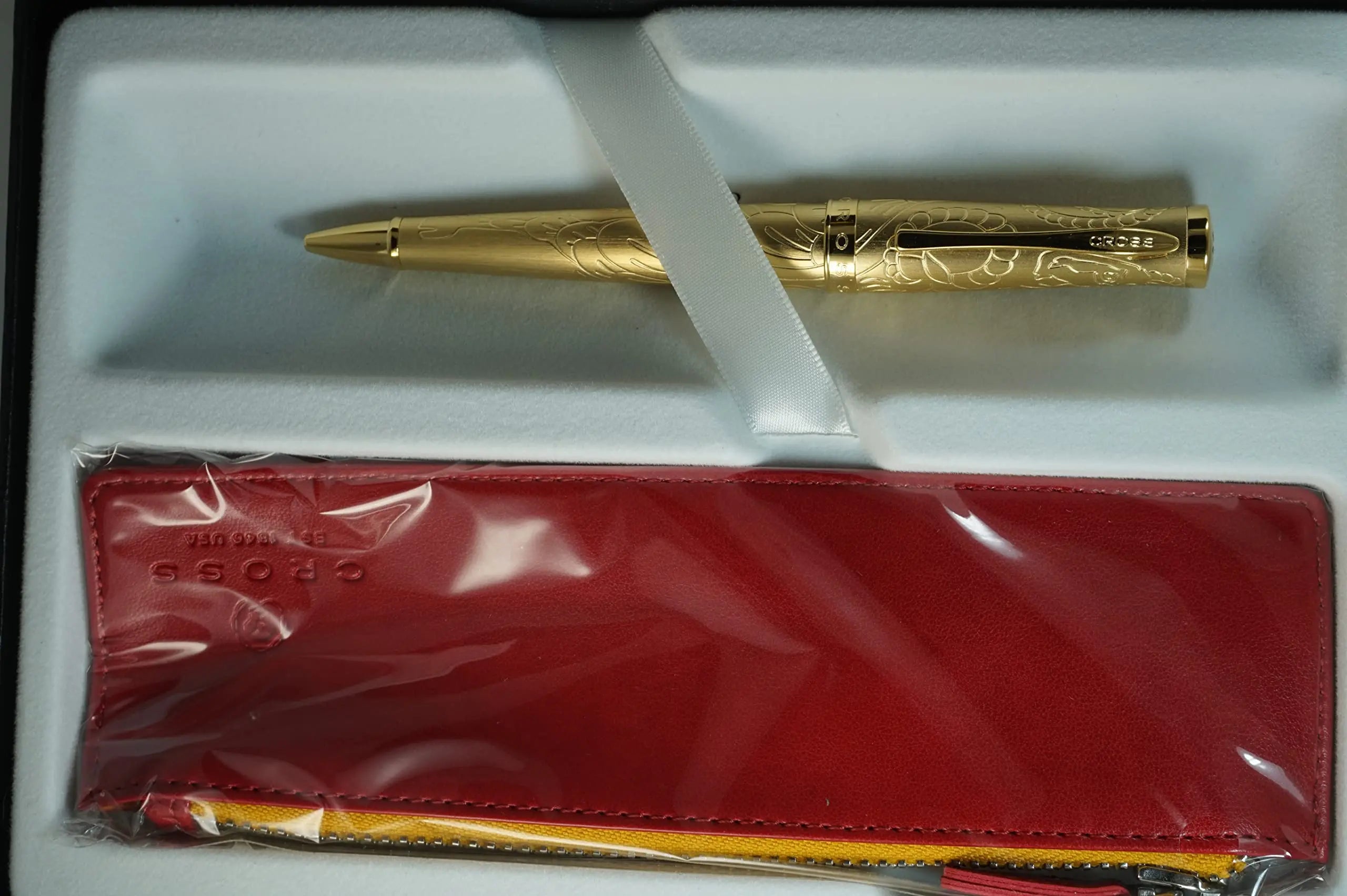 Cross Special Edition Handmade Year of the Goat - 23KT Heavy gold Plate and appointments Ballpoint Pen with Leather Pouch in big Corporate gift box - crosspenmall.com