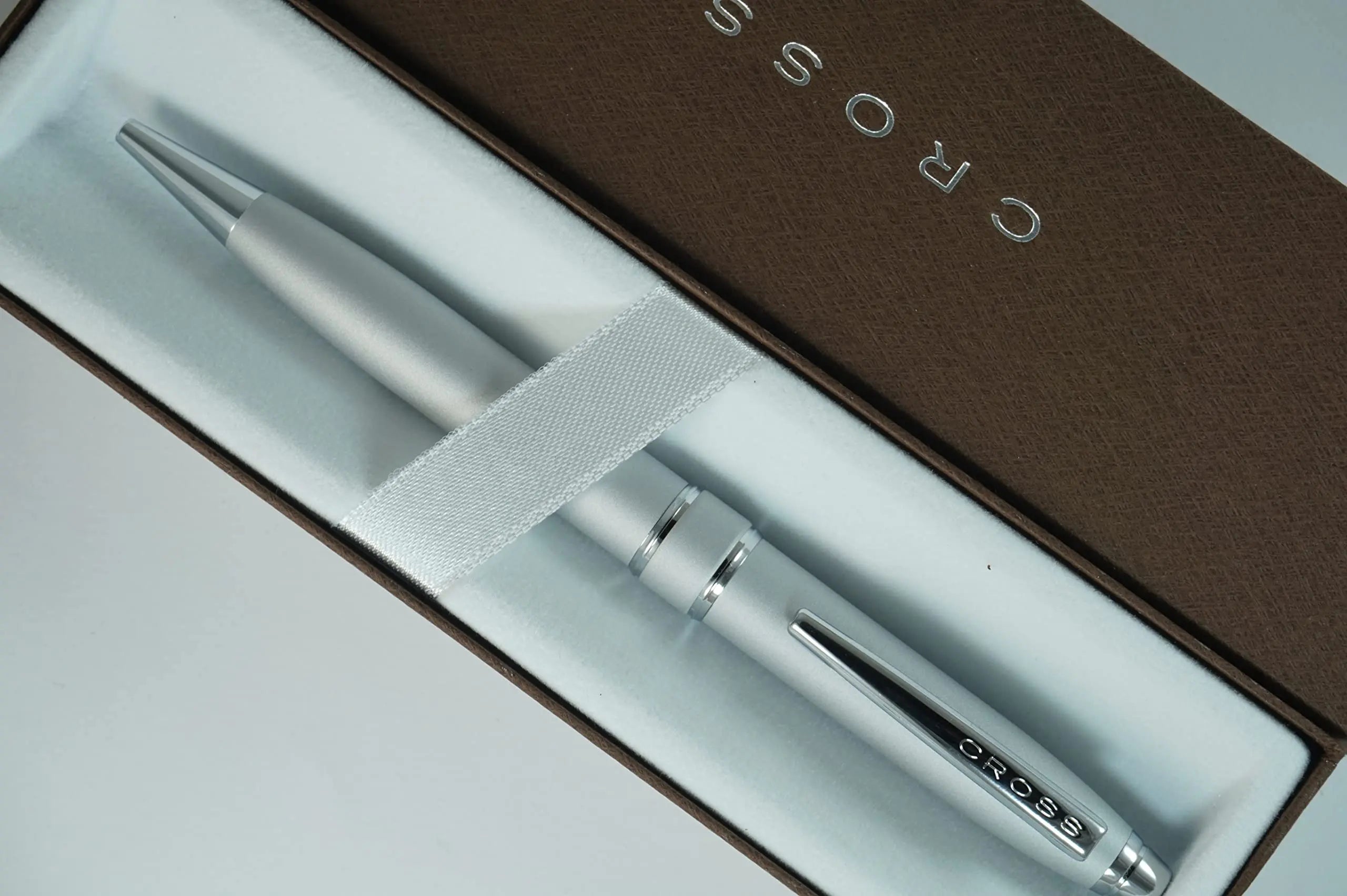 Cross Stratford Matte Satin, Signature Mid Band and Spring-Loaded Clip, Ballpoint Pen - crosspenmall.com